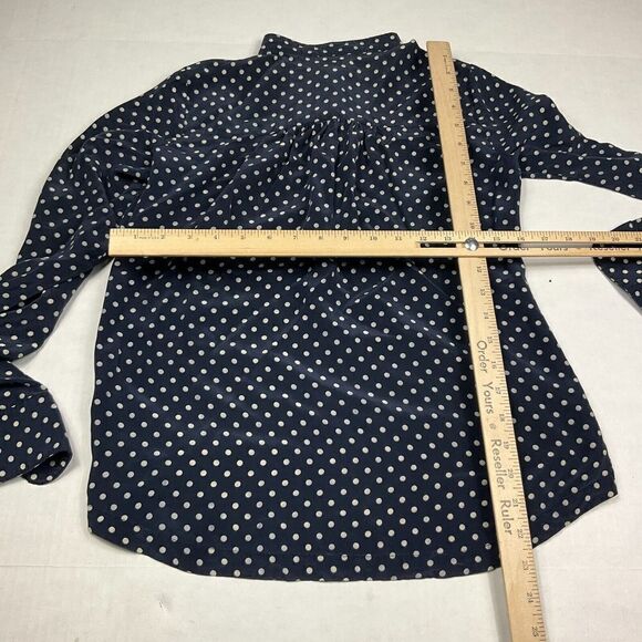 Rachel Mara Womens Silk Blouse Polka Dot Button Mandarin Collar Popover Shirt XS - Picture 7 of 10